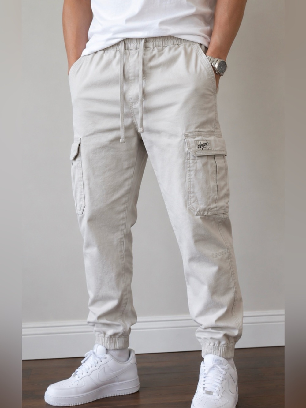 ZARA Men’s Cargo Jogger Pants Light Beige Size L